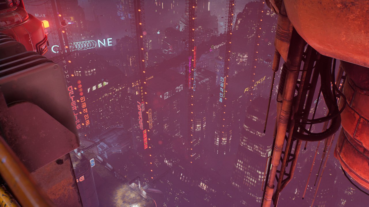 The Ascent — neon grad i art direkcija